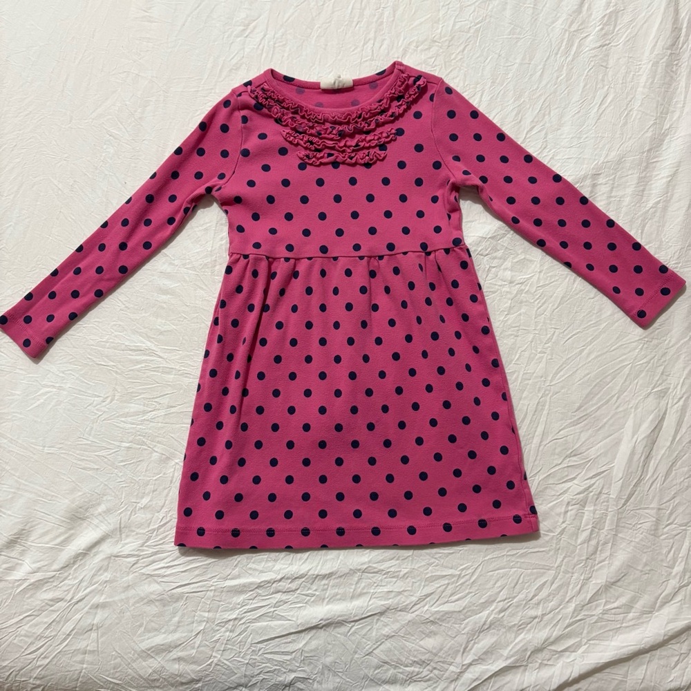 Mini Boden Pink and Navy Polka Dot Dress